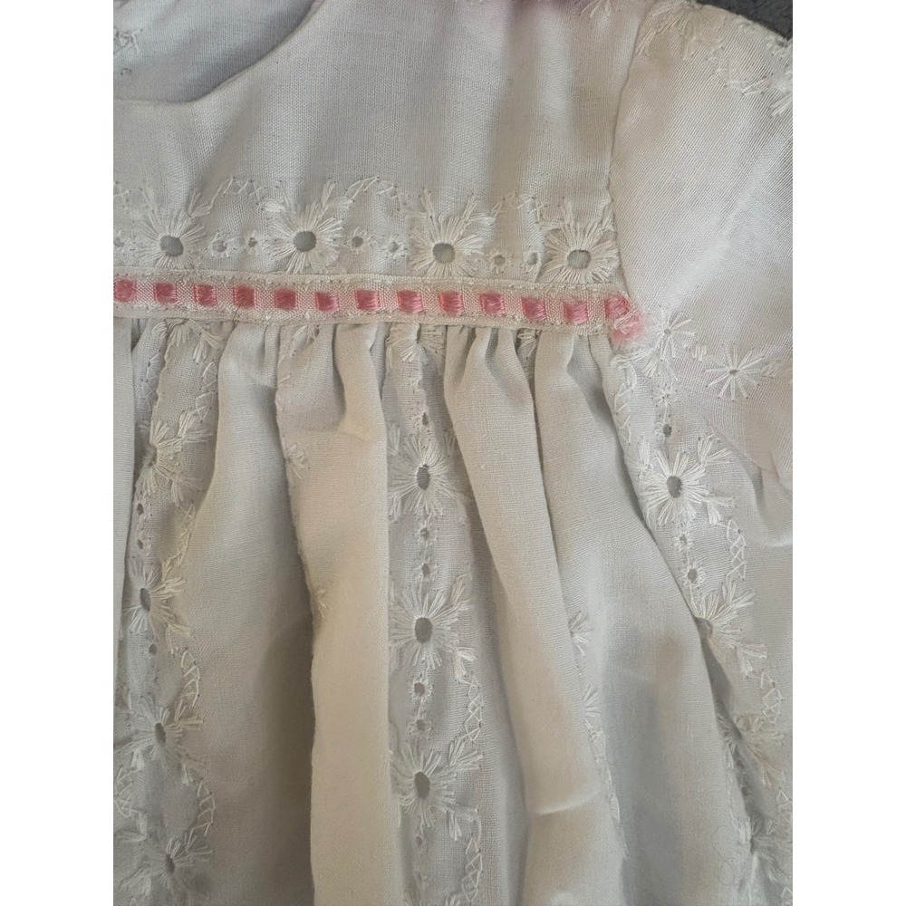 Vintage 60's 70's Baby Girl Christening Baptism Gown Dress Eyelet Lace Cottage - Picture 7 of 7